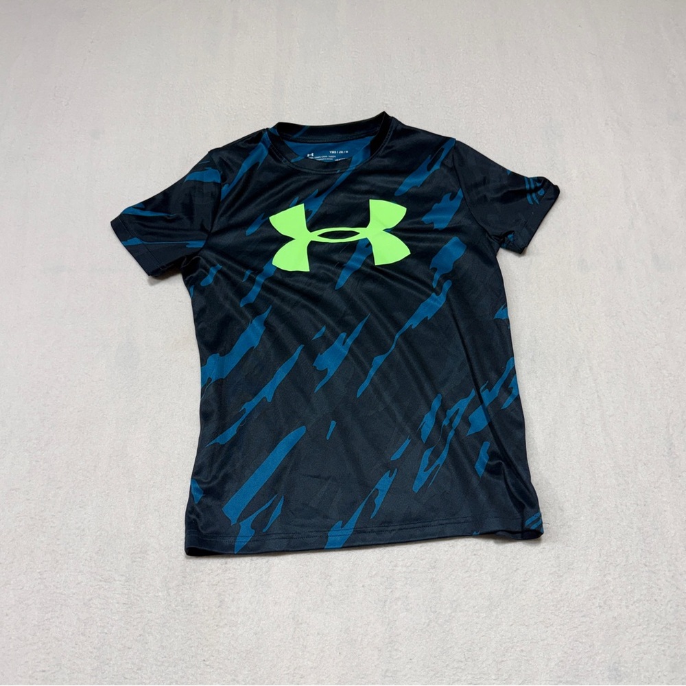 Under Armour Black and Blue Tee with Neon Accent